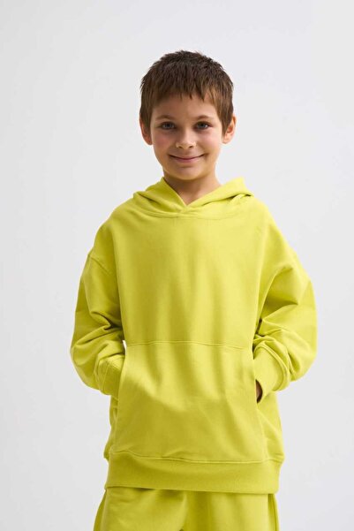 THERECOLOR Organic Hooded Long Sleeve Boy Sweatshirt - Yellow