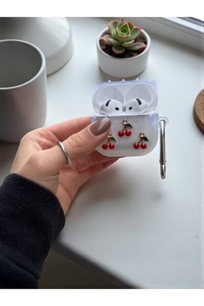 KVK PRİVACY AirPods 4 Nesil Uyumlu Simli 3D Epoksi Kiraz Desenli Anahtarlıklı...