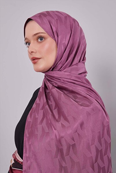 Levidor Koyu Pembe Geometrik Desen Jakar Şal