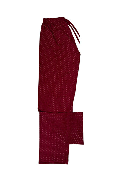 Ercan Women's Burgundy Combed Cotton Oversized Pajama Bottoms