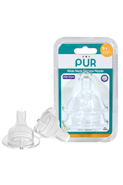 Pür PUR 3255 – SET TETINE SILICON PENTRU BIBERON CU GURA LARGA – MARIME S, 0-3 LUNI, 2 BUC