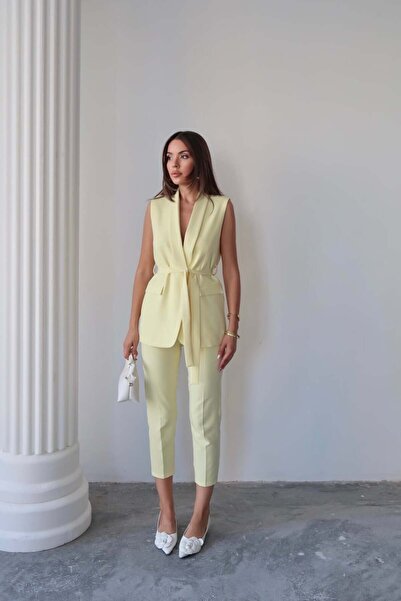 Swass Yellow High Waist Ankle Length Pants