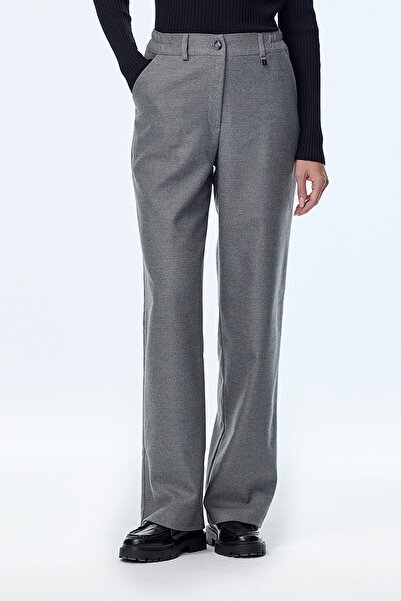 Zühre Wide Leg Gray Trousers with Accessory Detail P-0260