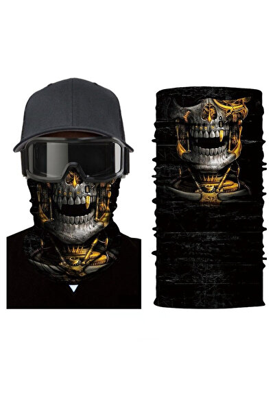 Choice قناع هالوين على شكل جمجمة روبوت رائعة مقاس واحد 10 وشاح وعصابة رأس جوك...