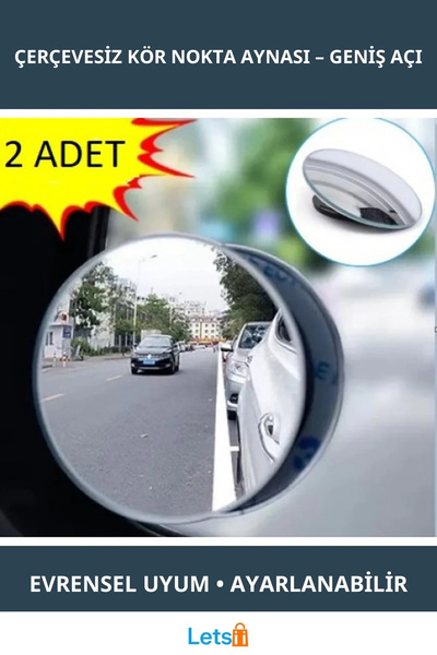 Letsii Frameless Adjustable Modern Blind Spot Mirror 2 Pieces