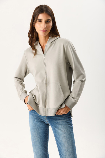 VENA Γυναικείο φούτερ Gwen Yanı με άνοιγμα φερμουάρ - Γκρι