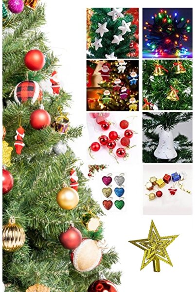 ALYA PARTİ Bol Malzemeli 180 cm Yılbaşı Ağaçı Ve Süsleme Seti