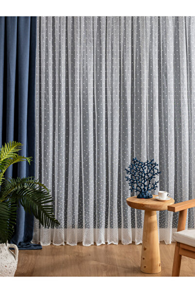 LUNETT HOME Ready to Use, Lightweight Pattern, Cream Color, Sparse (1X2) Pleated Sewing Tulle Curtain