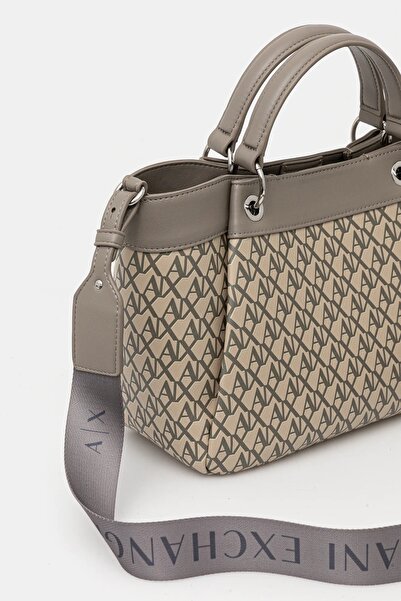 Armani Exchange Women's Magnetic Buckle Two Handles Detachable and Adjustable Shoulder Strap Beige Shoulder Bag Xw000393 Af