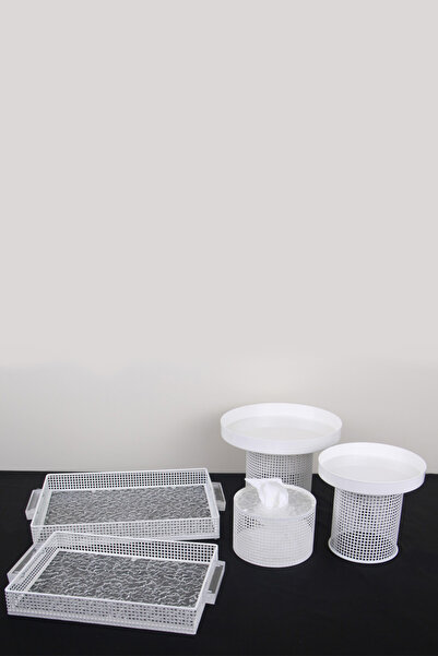 Generic Cake and dessert stand set + serving tray set + tissue box holder in a royal design