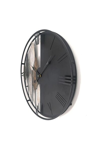 OEM Ceas de perete rotund, negru, 50 cm, design modern, metal