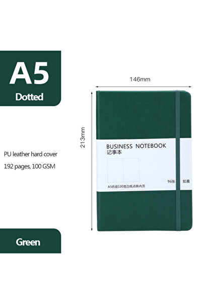 Choice A5 A513-Green A5 Notebook Classic Journal Dotted Paper Hard Cover 100 ...