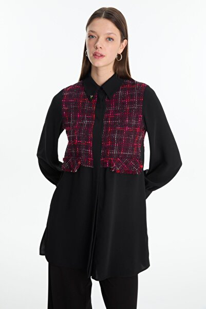 Zühre Tweed Patterned Plum Tunic T-1512