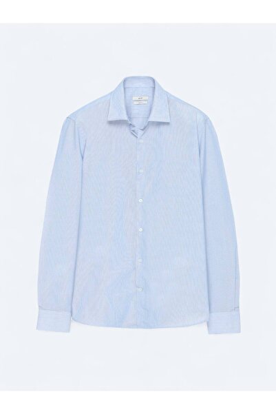 Kip Navy Blue Regular Fit Woven Classic Cotton Blend Shirt