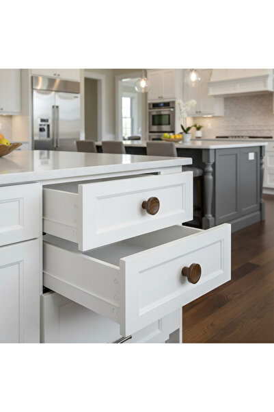 Badem10 Single Screw (10 Pieces) Concave Plastic Knob Handle Chestnut Brown Furniture Cabinet Drawer Handle Knob