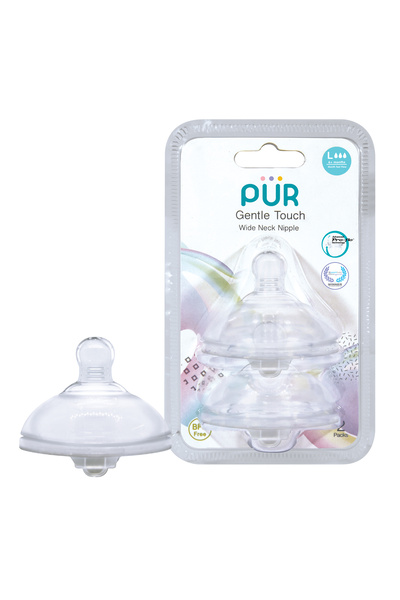 Pür PUR 9823 – SET TETINE SILICON GENTLE TOUCH, GURA LARGA - L, +6 LUNI, 2BUC