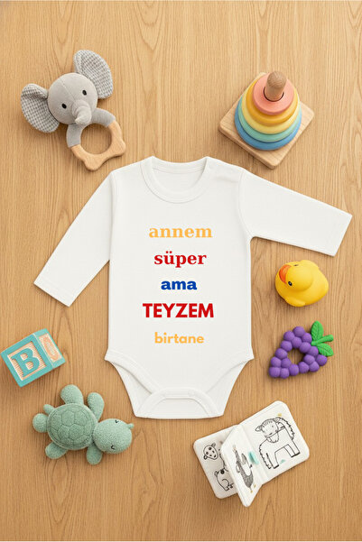 LORVEX بدلة أطفال زيبين بتصميم لطيف مع مطبوع كتابات ANNEM SUPER TEYZEM BİRTAN...