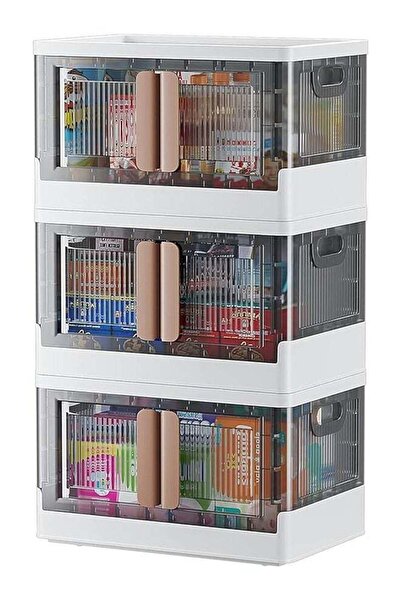 fulina Storage Bins with Lids, Stackable Storage Bins with Wheels & Folding Plastic Storage Boxes 3 Set, Co