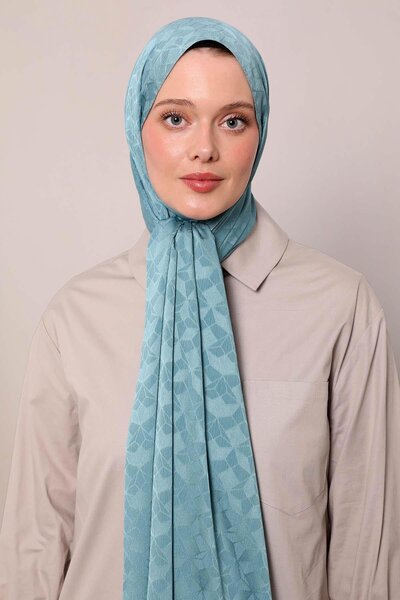 Levidor Su Yeşili Kristal Desen Jakar Capri Şal