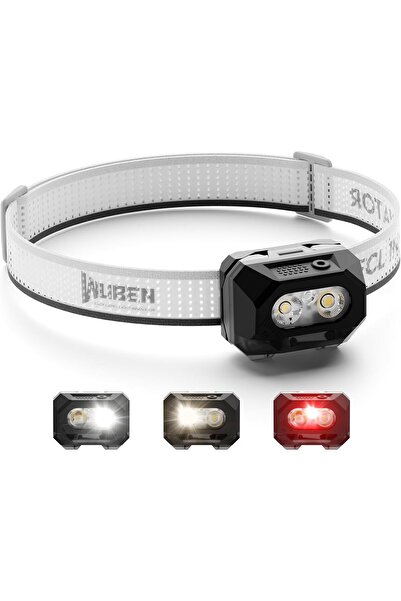 Wuben مصباح أمامي H4 قابل لإعادة الشحن بقوة 800 لومن IP68 مقاوم للماء مع مستش...