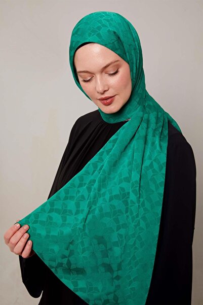 Levidor Green Crystal Pattern Jacquard Capri Shawl