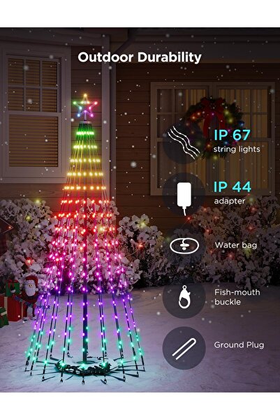 Govee Christmas Cone Tree Lights, 6ft, 316 LEDs RGBIC, Smart App Control, IP67 Waterproof