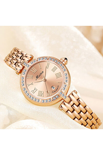 Youtrico Meibin Ladies wristwatch,Artificial Diamond Watch - Rose Gold, Date,...