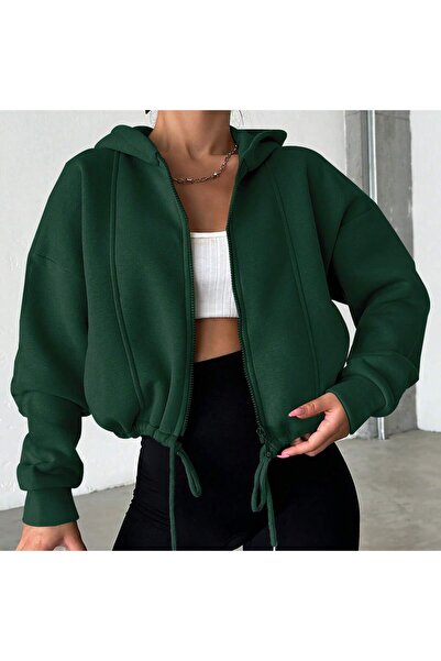 MONAMORE WOMEN'S BONE ZIPPERED FLETO POCKET CHARTED 3 THREAD SWEAT