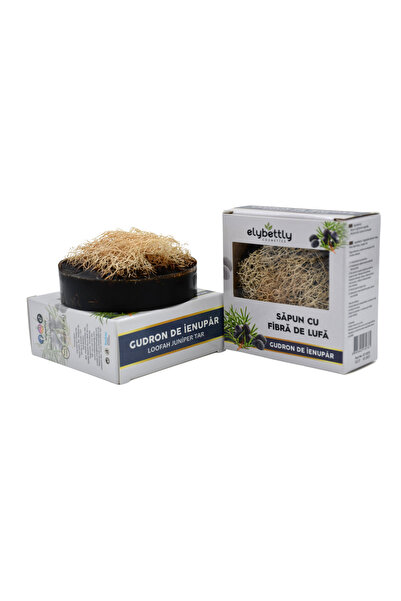 Elybettly Sapun cu Fibre de Lufa si Gudron de Ienupar Exfoliant, Purificator ...
