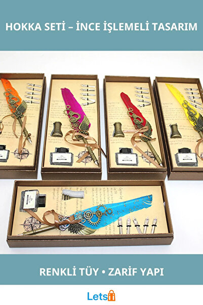 Letsii مجموعة كتابة ديفيت هوكا الأنيقة ذات الريش الملون