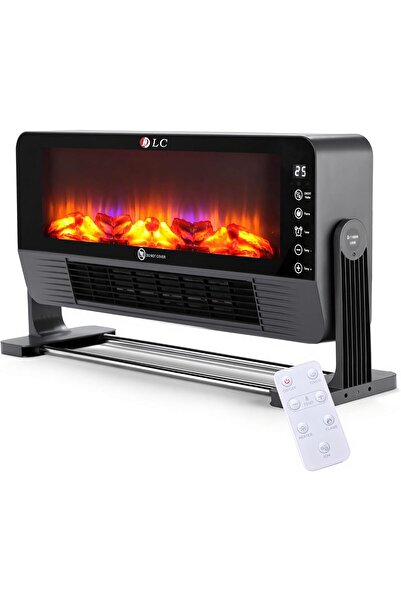 DLC 2-in-1 Electric Decorative Flame Heater 2000W | Portable Ceramic Room Hea...