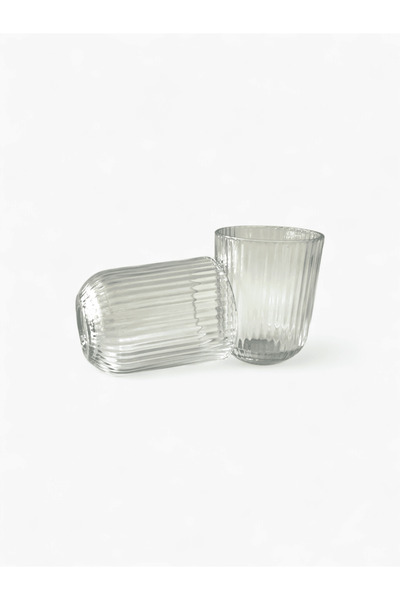 Storelisk Set of 6 Striped Glass Glasses – For Coffee, Water or Juice