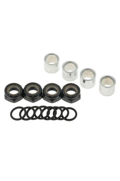 Choice 16 قطعة سوداء من ألواح التزلج الطويلة، فواصل المحامل، الغسالات، مسامير التثبيت، مسامير التثبيت، لوح التزلج الرباعي