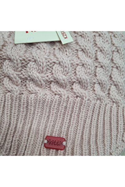 Uğur bebe Kitti 4-8 Years Old Fleece-Lined Powder Color Hat Scarf Gloves 3-Piece Set Soft and Warm