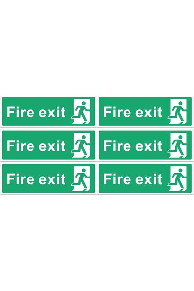 ALAYRA International ALAYRA Fire Exit Sign Stickers - Pack of 6, 30×10 cm, Self-Adhesive Vinyl (No Arrow)