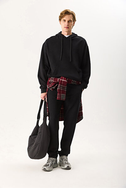 VENA Ανδρικό φούτερ με κουκούλα Basic Hoodie 100% βαμβάκι - Μαύρο