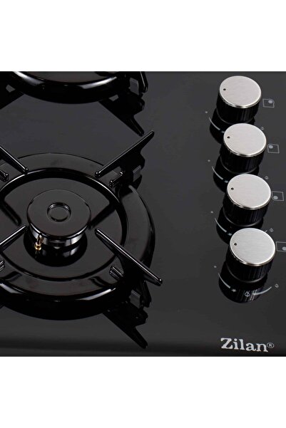 Zilan Built-in hob, LPG or gas with 4 burners, electric ignition, glass, black / ZLN 0058