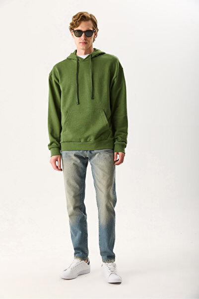 VENA Ανδρικό φούτερ με κουκούλα Basic Hoodie 100% βαμβάκι - Χακί