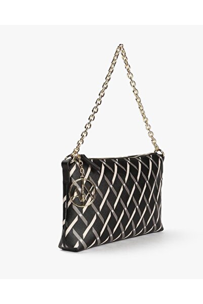 Armani Exchange Women's One Main Compartment Zipper Closure Patterned Black Shoulder Bag Xw000399 Af17155-Mc043