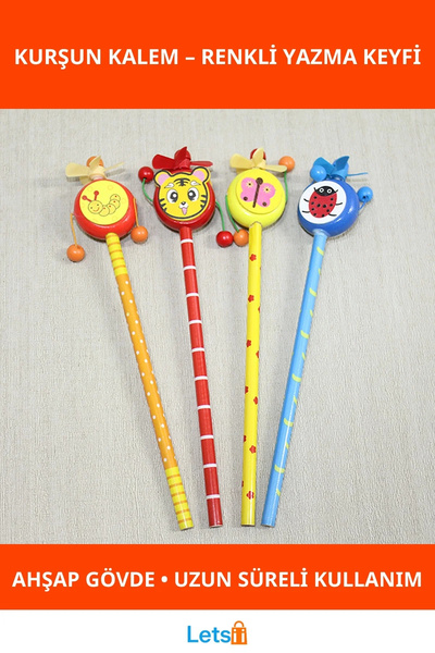 Letsii قلم رصاص ممتع بأشكال خشبية ملونة