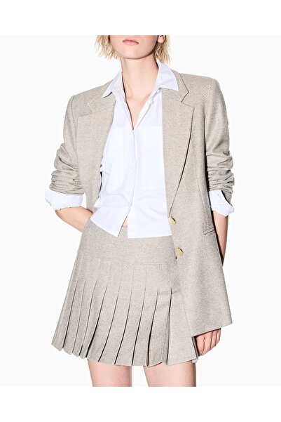 Armani Exchange Women's Notched Collar Long Sleeve Button Closure Pocket Detail Beige Jacket Xw000693 Af16146-M1088