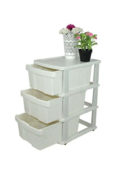 fulina 3-Drawer Storage Cabinet With Wheels White 50x70x40cm