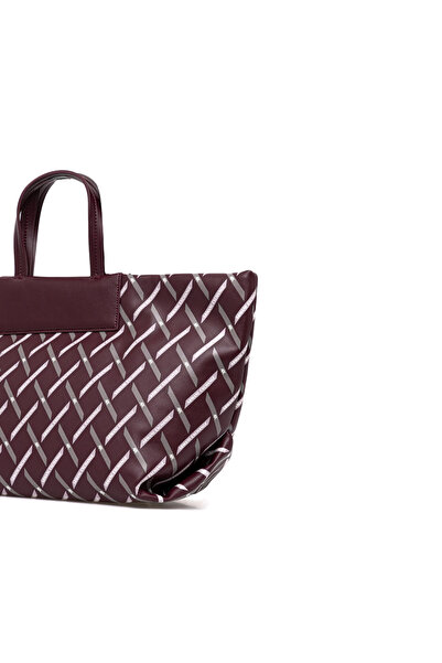 Armani Exchange Women's Extra Sliding Pocket Patterned Long Shoulder Strap Burgundy Shoulder Bag Xw001538 Af17255-Ma043