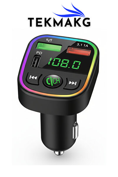 TEKMAKG Araç FM Transmitter | Bluetooth 5.0 | 3.1A Hızlı Şarj | MP3 Çalar