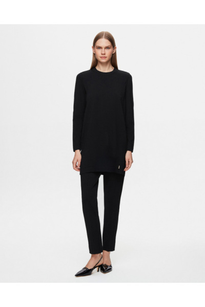 MISS DALIDA Dar Paça Triko Siyah Pantolon