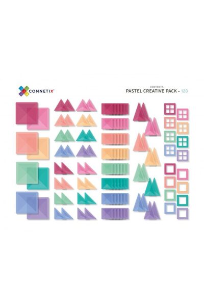Connetix Μαγνητικό Σετ - Μαγνητικό σετ κατασκευών, 120 τεμάχια Pastel Creative