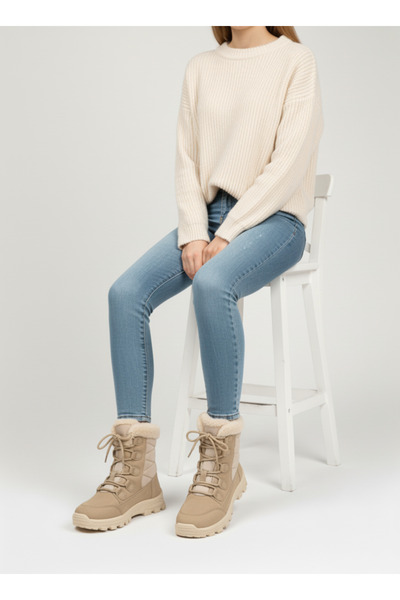 Runnix Shoes SNORA Termal Taban Kürklü Kadın Kar Botu, Su Geçirmez Kalın Taban Kışlık Outdoor Bot