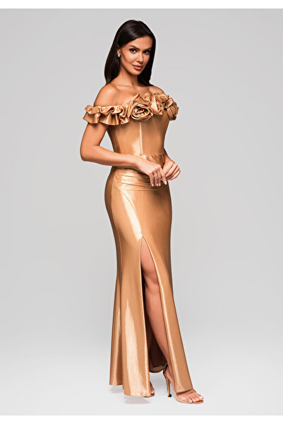 OMBRE Βραδινό φόρεμα LA-OM-DLR213 - χρυσό