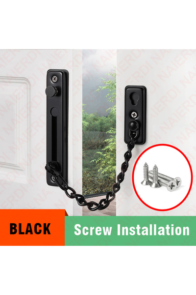 Choice1 سلسلة أمان منزلقة للأبواب من ناييردي، مزودة ببرغي أسود، سلسلة أمان من...