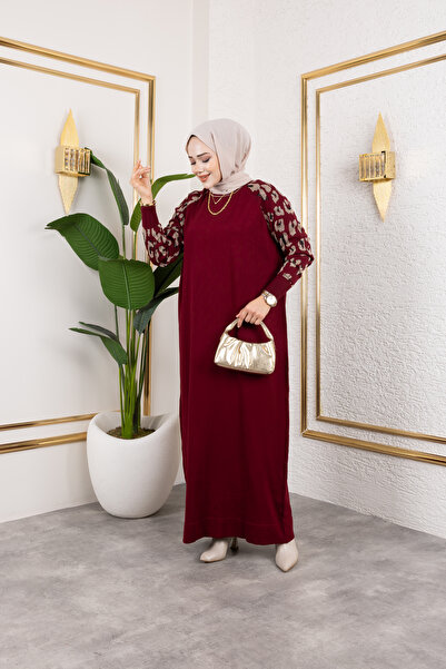 MODAMÜNASİP Leopard Patterned Mercerized Dress